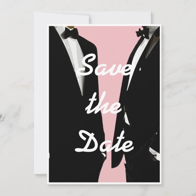 Elegant Modern Gay Men Wedding Save The Date (Front)
