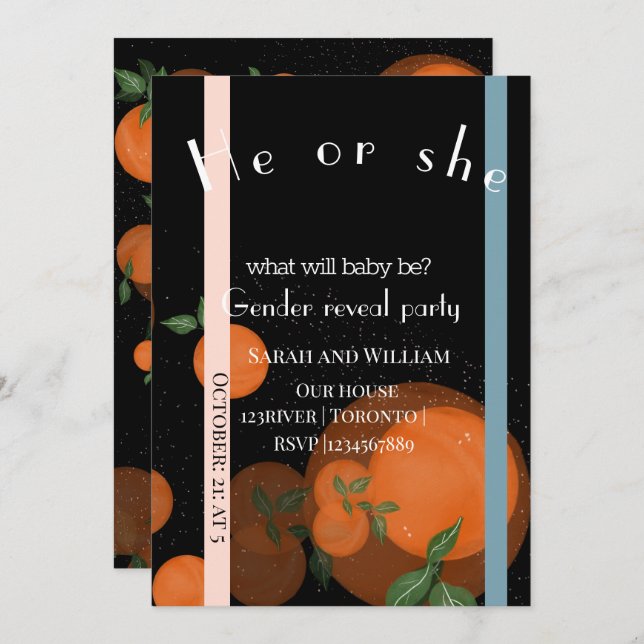 Elegant modern gender reveal  invitation (Front/Back)