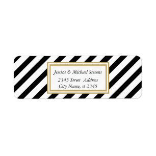 Elegant modern gentle black white stripes return address label