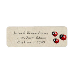 Elegant modern gentle wedding ladybugs linen return address label