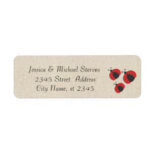Elegant modern gentle wedding ladybugs linen return address label
