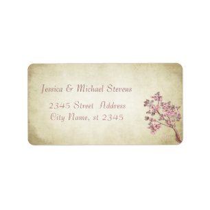 Elegant modern gentle wedding vintage cherry tree label