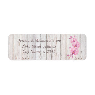 Elegant modern gentle wedding wood chic orchid return address label