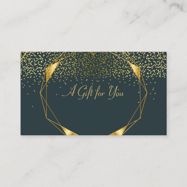 Elegant Modern Geometric Gold Lines, Confetti Discount Card (Front)