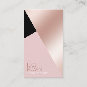 Elegant modern geometric rose gold cosmetologist business card