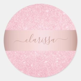 Elegant modern geometric rose gold glitter classic round sticker