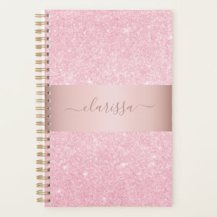 Elegant modern geometric rose gold glitter planner