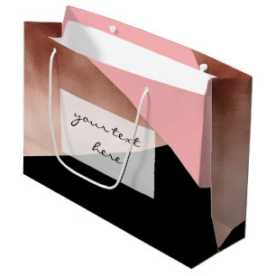 elegant modern geometric rose gold pink black large gift bag