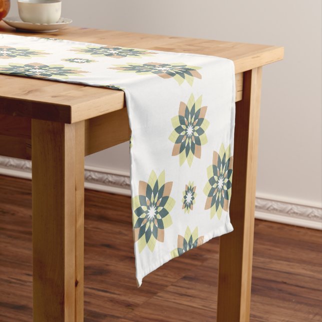 Elegant Modern Geometric Star Bursts Short Table Runner (In Situ)