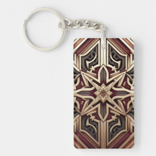 Elegant Modern Geometric Star Patterned Key Ring