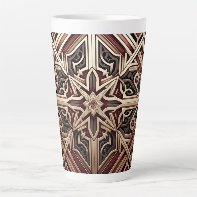Elegant Modern Geometric Star Patterned Latte Mug (Front)