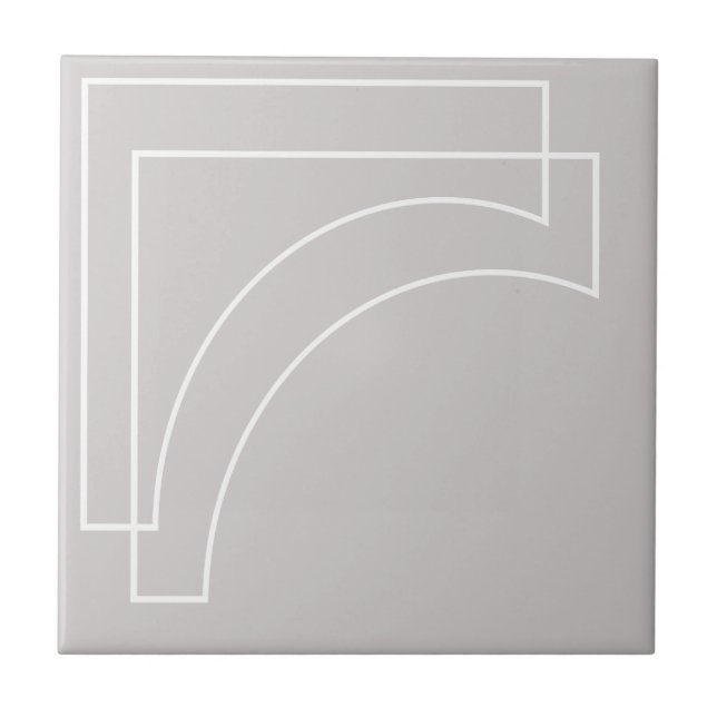 Elegant Modern Geometric White And Grey Ceramic Tile (Front)