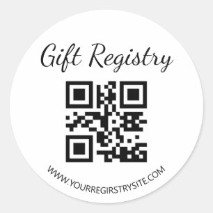 elegant modern gift registry qr code baby shower classic round sticker