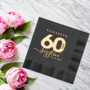 Elegant Modern Girly 60 and Sizzlin' Foil Napkins