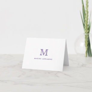 Elegant Modern Girly Chic Monogram Purple Violet Note Card