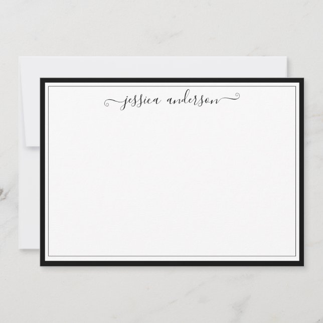 Elegant Modern Girly Classic Stylish Black Script Card (Front)