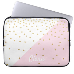 Elegant modern girly faux gold glitter confetti laptop sleeve