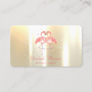 Elegant Modern Girly Funny, Flamingos Hearts Business Card