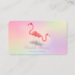 Elegant Modern Girly Funny, Flamingos Holographic Business Card