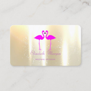 Elegant Modern Girly Funny,Pink Flamingos In Love Business Card