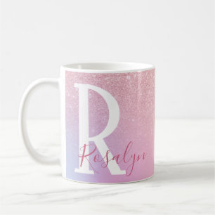 Elegant modern girly ombre pink rose gold glitter coffee mug