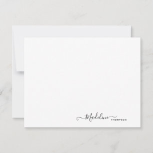 Elegant Modern Girly Script Black Note Card