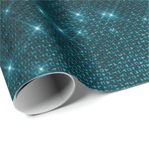Elegant modern girly stylish blue glitter wrapping paper