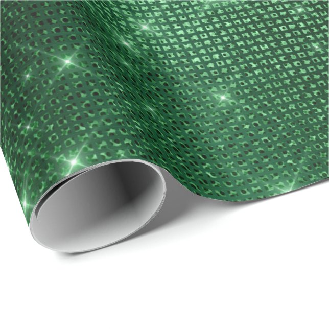 Elegant modern girly stylish green glitter wrapping paper (Roll Corner)
