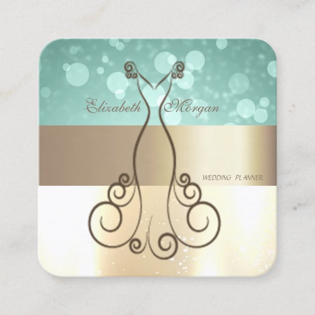 Elegant Modern Glamorouse ,Faux Gold,Bokeh,Dress Square Business Card (Front)