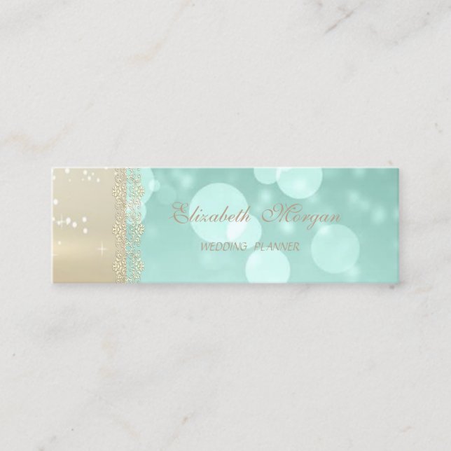 Elegant Modern Glamorouse ,Faux Gold,Bokeh,Lace Mini Business Card (Front)