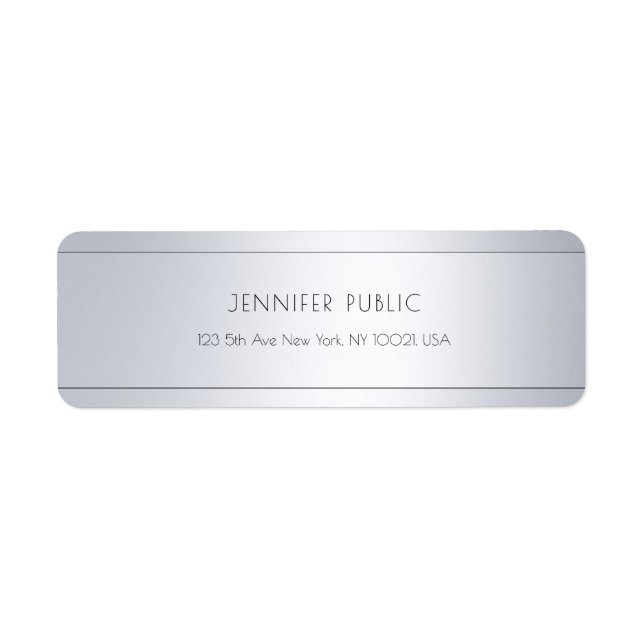 Elegant Modern Glamour Silver Return Address Label (Front)