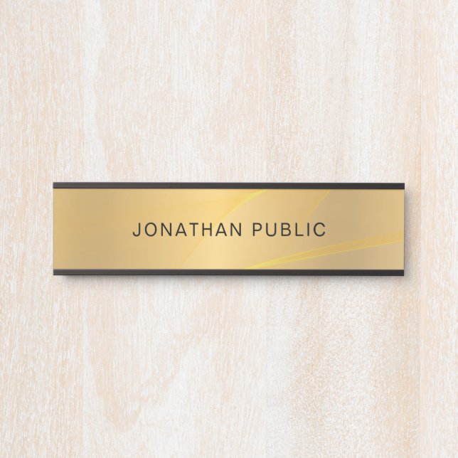 Elegant Modern Glamourous Gold Template Trendy Door Sign (Front)