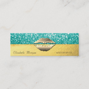 Elegant Modern ,Glitter Bokeh,Gold Lips Mini Business Card