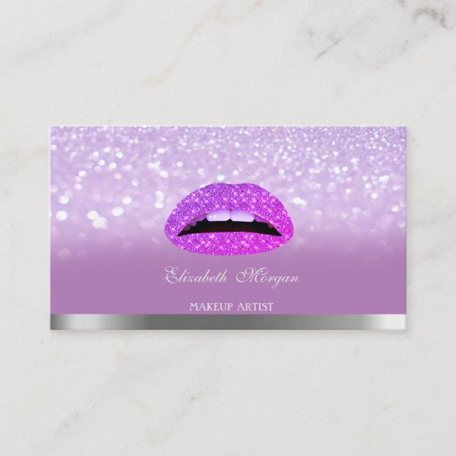 Elegant Modern,Glitter Bokeh Ombre Lips Business Card (Front)