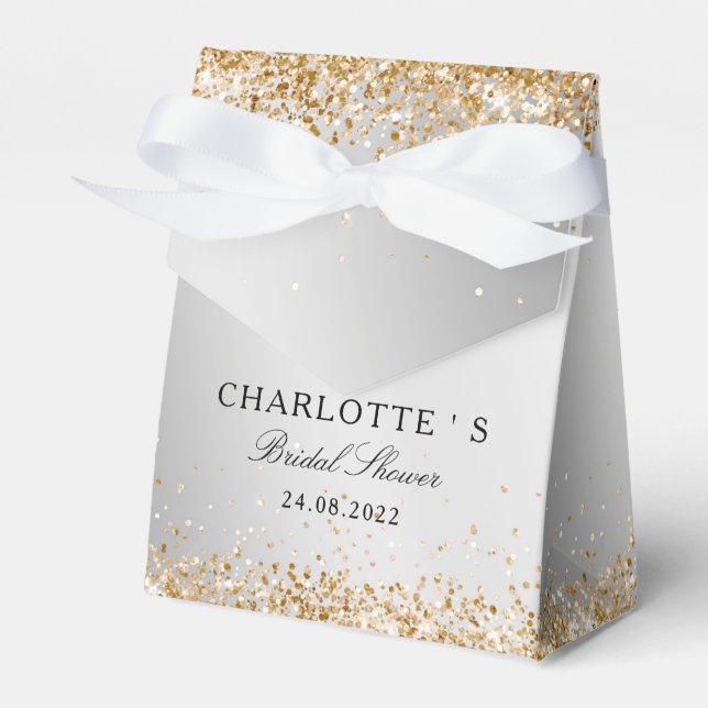 Elegant Modern Glitter Bridal Shower Favour Box (Front Side)