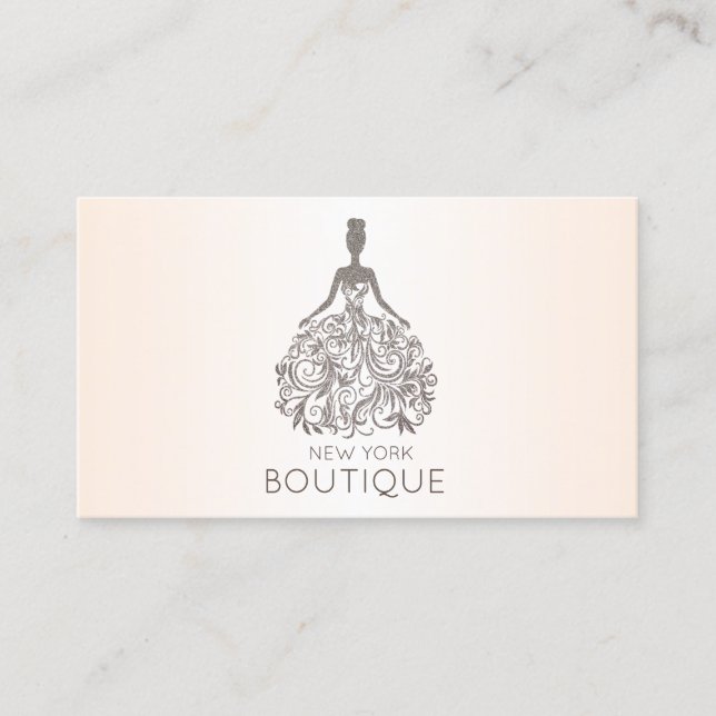 Elegant Modern Glitter Dress Business Card (Front)
