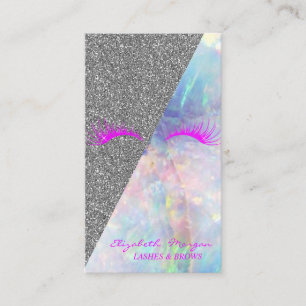 Elegant  Modern Glitter, Faux Lashes Opal Business Card