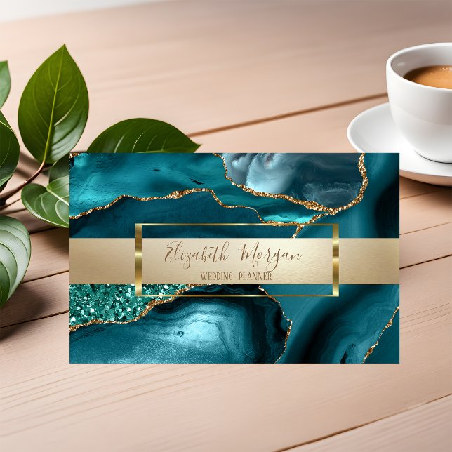 Elegant Modern Glitter,Gold Frame Emerald Green Business Card (Creator Uploaded)