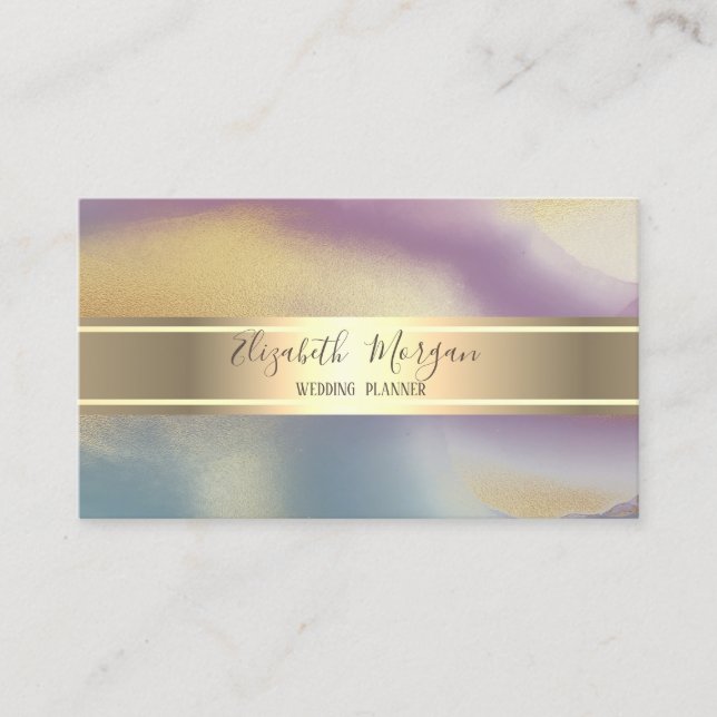 Elegant Modern Glitter,Gold Stripe Colourful Business Card (Front)