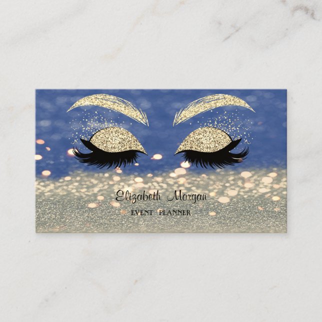 Elegant  Modern Glittery Bokeh,Faux Lashes Business Card (Front)