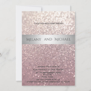 Elegant modern glittery silver stripe invitation