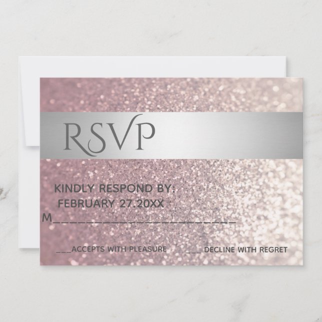 Elegant modern glittery silver stripe RSPV Invitation (Front)