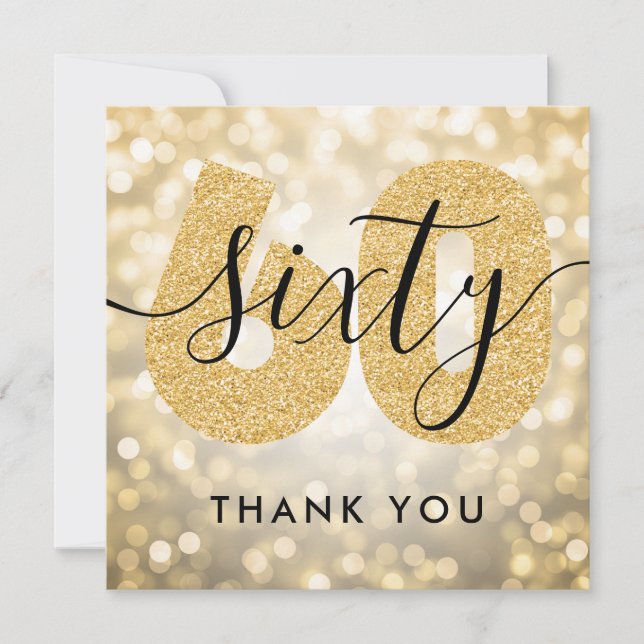 Elegant Modern Gold 60th Birthday Thank You (Front)