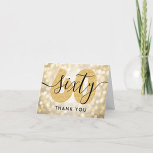 Elegant Modern Gold 60th Birthday Thank You Card