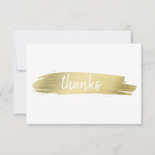 Elegant Modern Gold Abstract Brushstroke Business Thank You Card (Front)