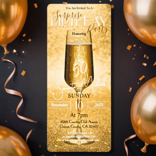 Elegant Modern Gold Adult Birthday Surprise Party  Invitation