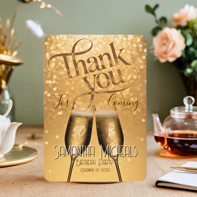 Elegant Modern Gold Adult Birthday Surprise Party Thank You Card (Creator Uploaded)
