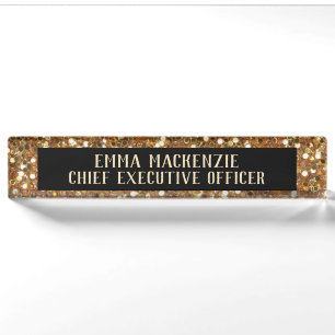 Elegant Modern Gold and Black Desk Sign Name Plate