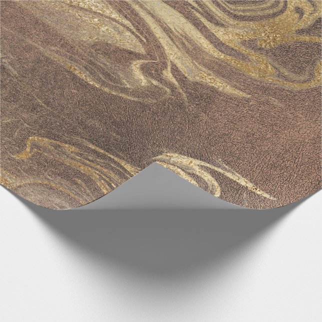 Elegant modern gold and brown marble look wrapping paper (Corner)