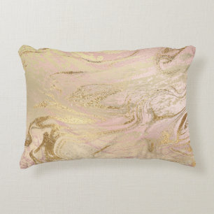 Elegant modern gold and rose gold marble & glitter decorative cushion
